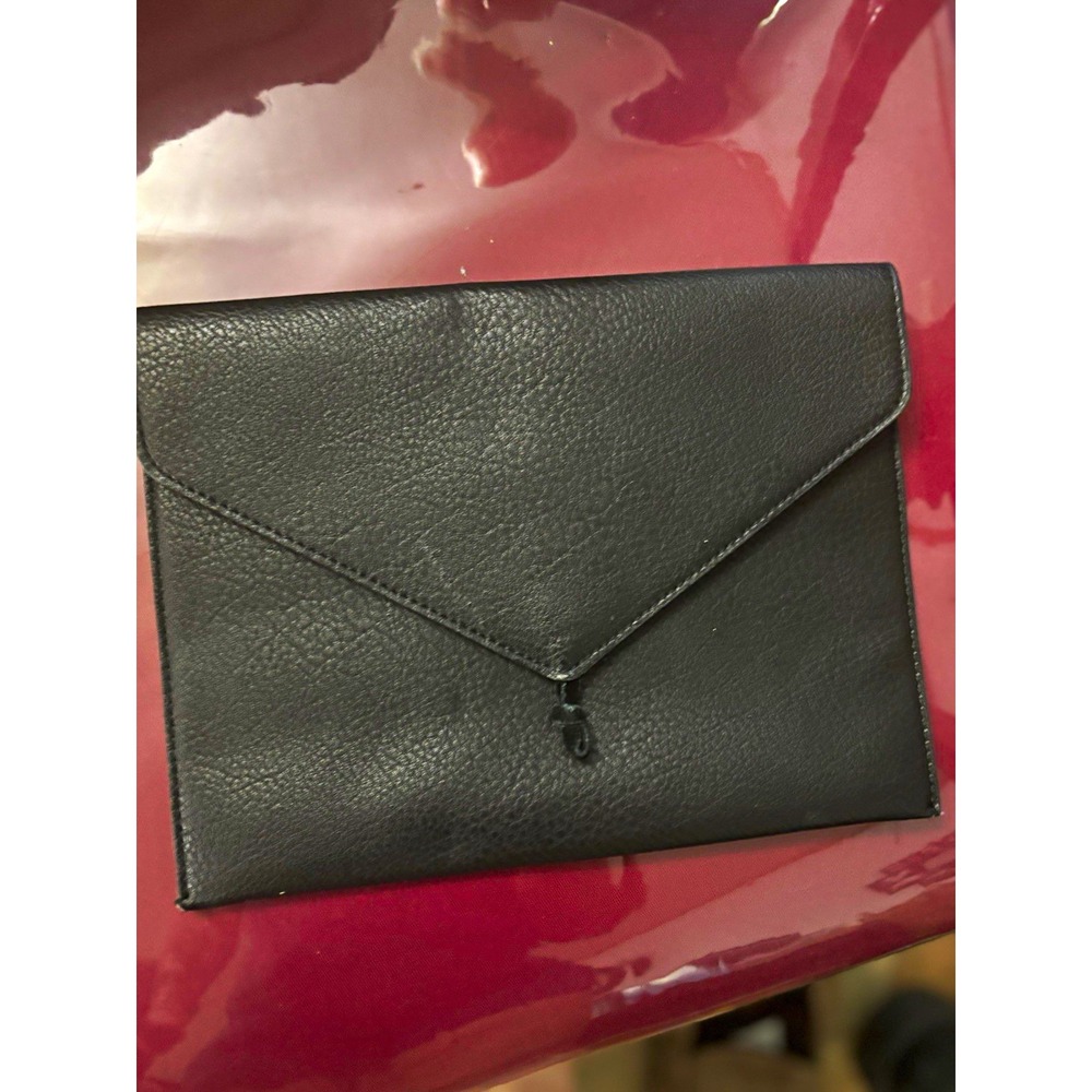Street Level Black Pebbled Envelope Wristlet Clutch, Zip, Gold Hardware